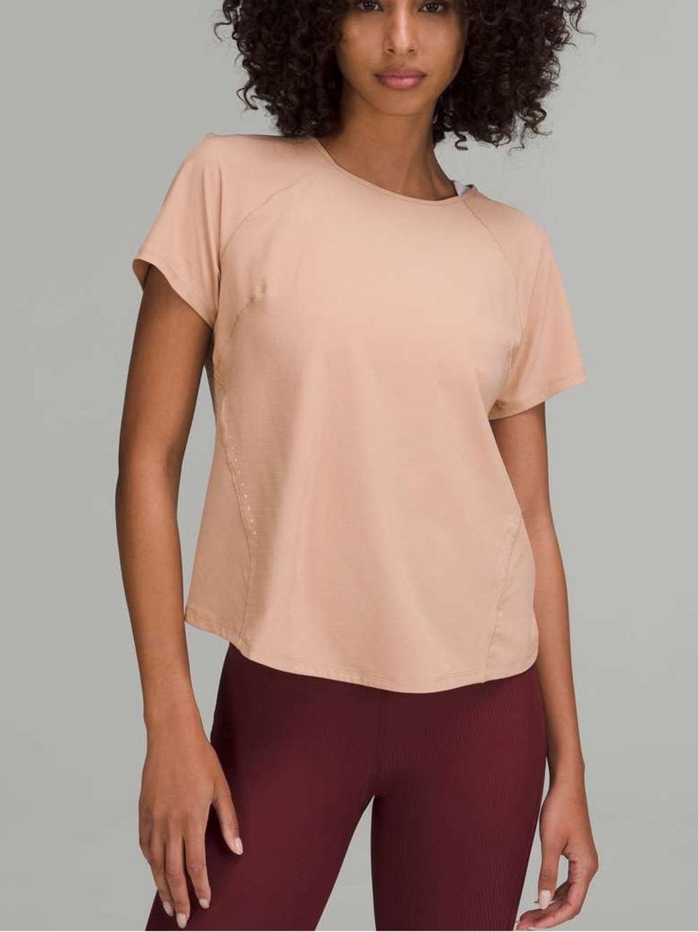 Lululemon Lightweight Stretch Running Short Sleeve Shirt pink clay size 4